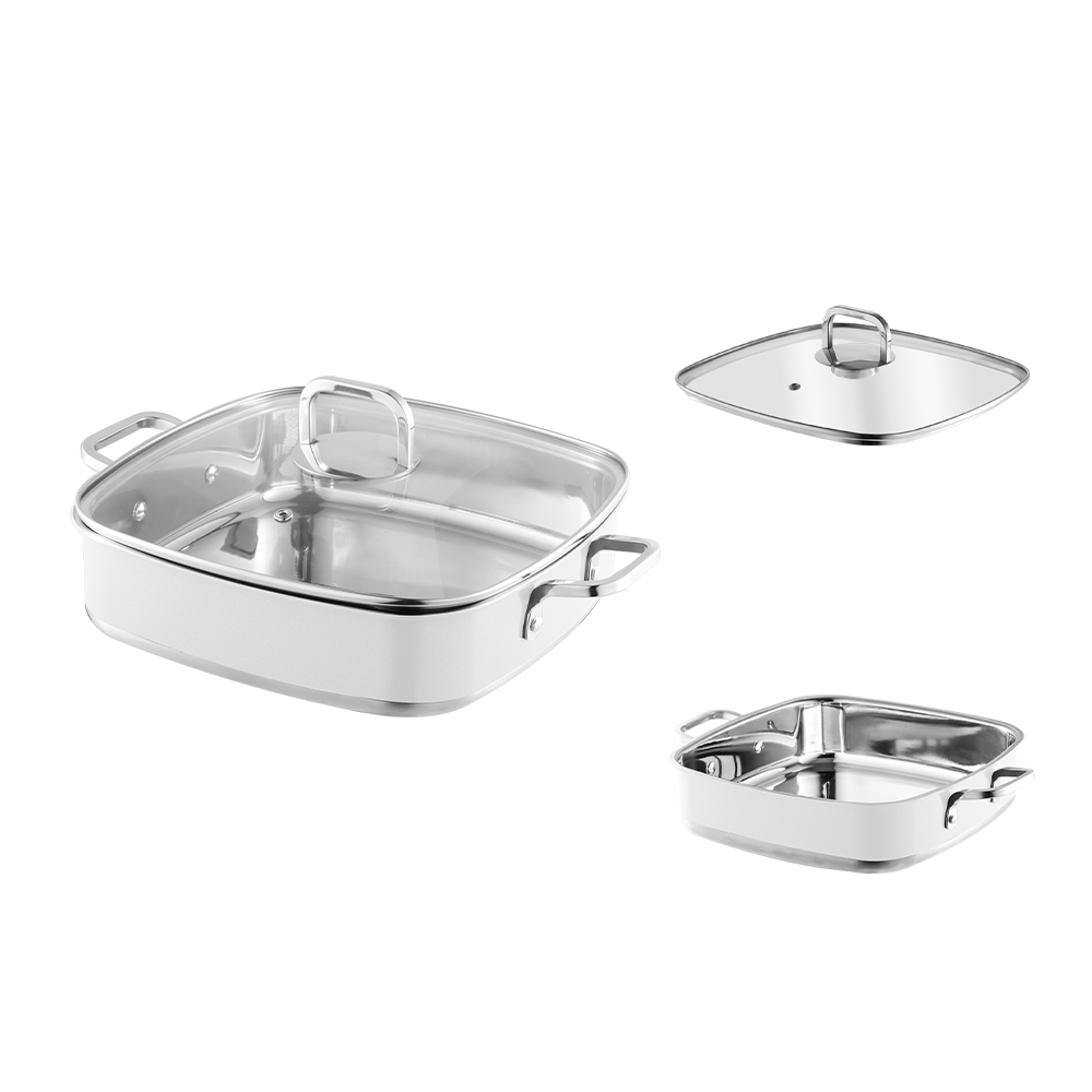 Yapamit Square Paslanmaz Çelik 3 Katlı Tencere Seti Mutfak Güveç Pot